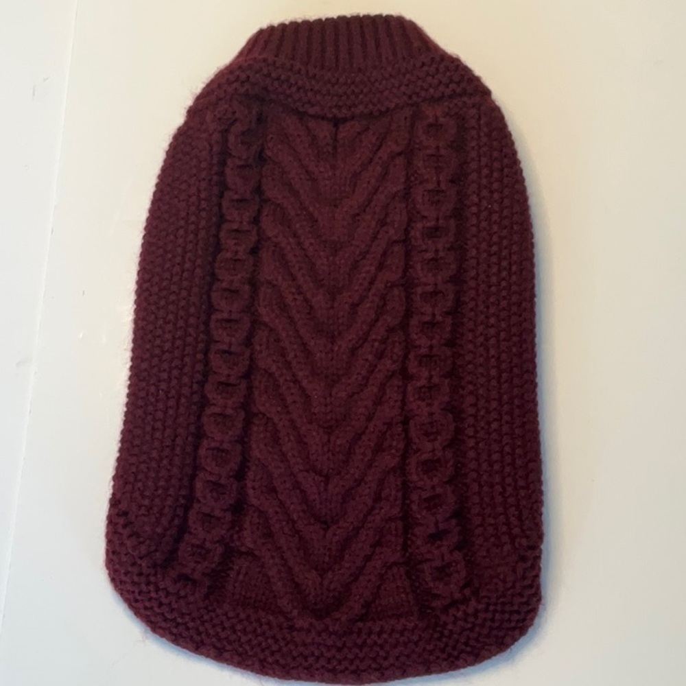 Cable Knit Dog Sweater - Burgundy